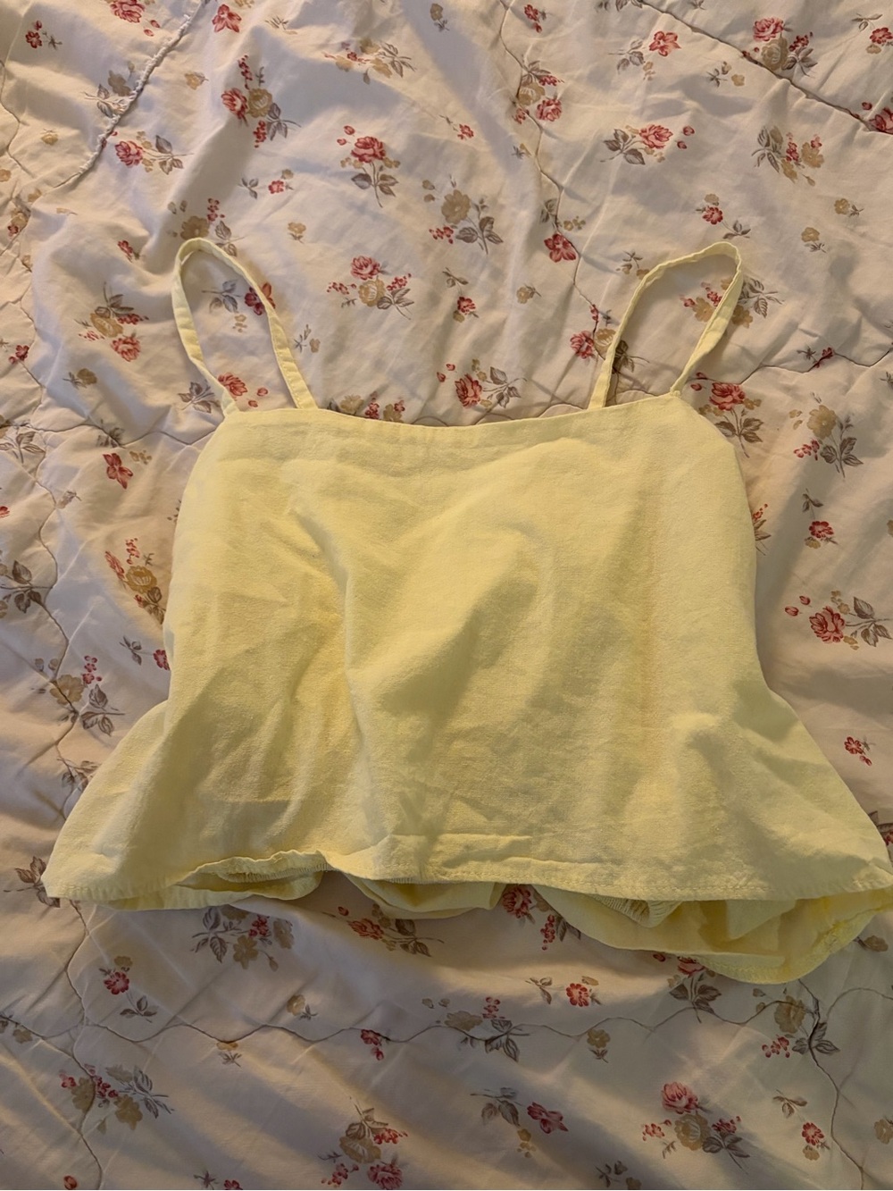 Yellow Spaghetti Strap Crop Tank Top - Women
